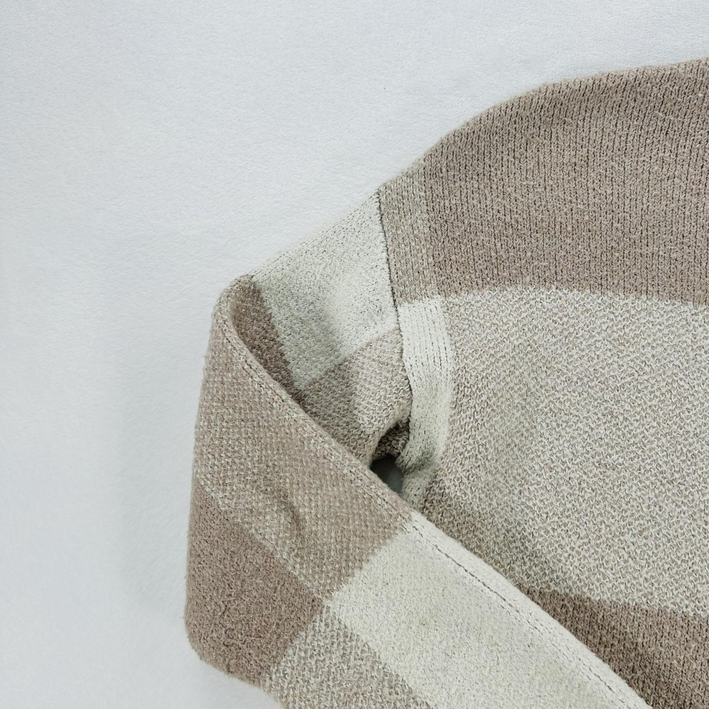 Christian Siriano Sweater Womens Medium Beige Plaid Crewneck Knit Pullover Soft - Picture 6 of 16